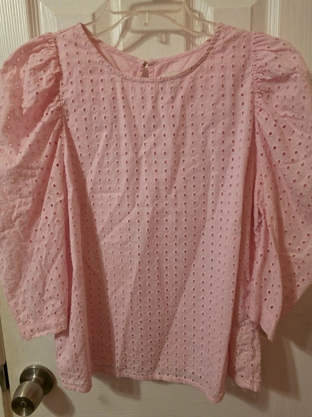 a new day Light Pink Eyelet Puff Sleeve Blouse